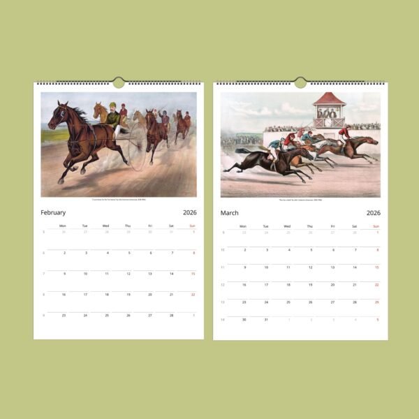 Vintage horse racing February March 2026 calendar