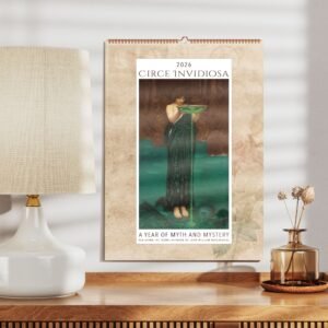 2026 Circe Invidiosa calendar on wooden desk
