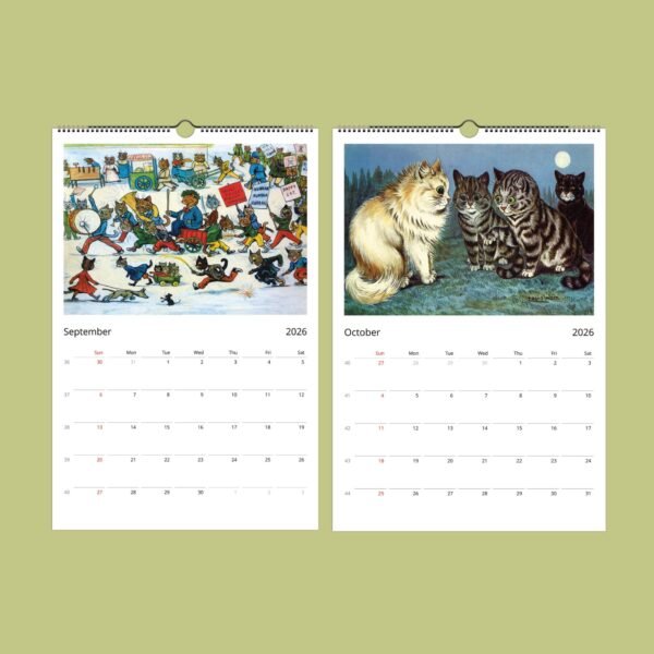 2026 calendar with illustrations of cats.