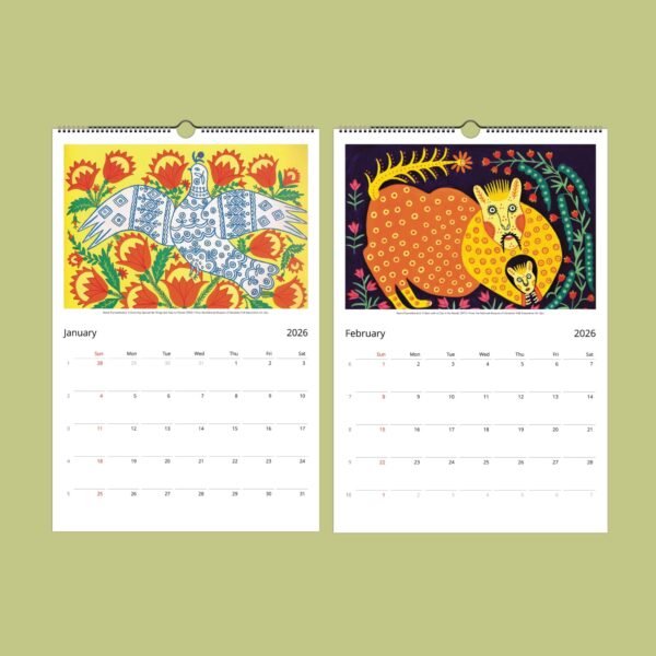 2026 calendar with vibrant animal illustrations