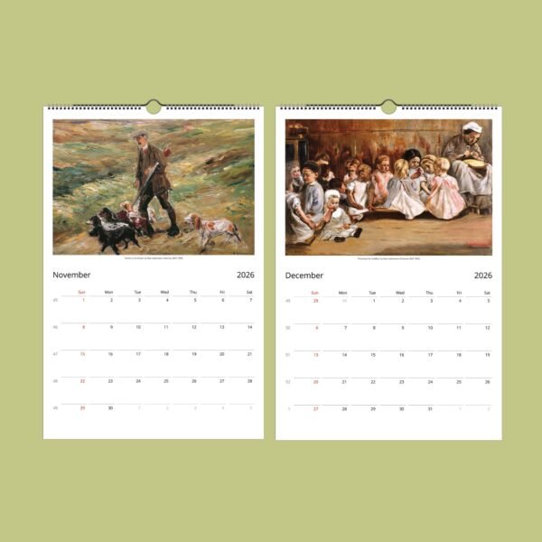 2026 calendar with paintings for November and December