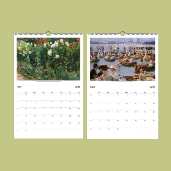 Artistic 2026 calendar pages for May and June.