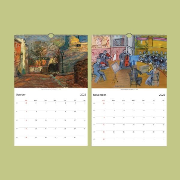 October and November 2025 art calendar pages.