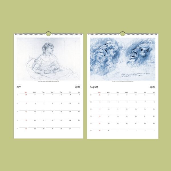 2026 calendar with art for July and August