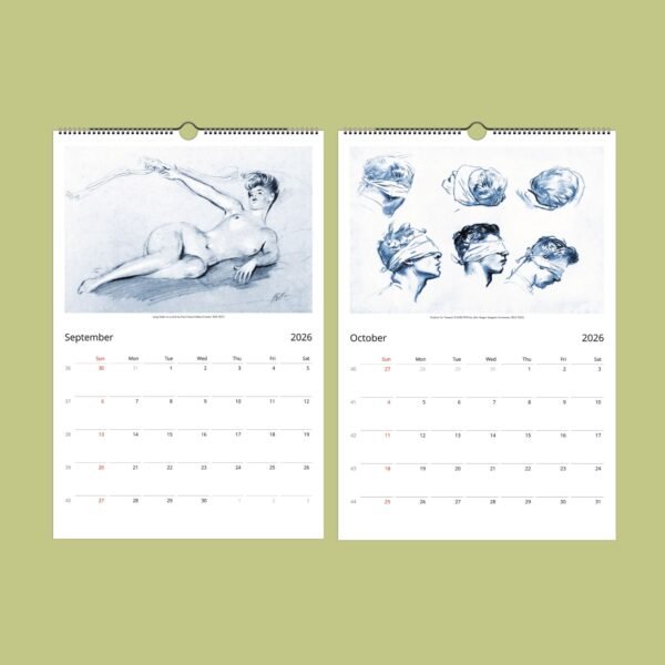 September and October 2026 art calendar pages.