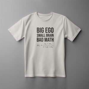 T-shirt with humorous math equation and text.