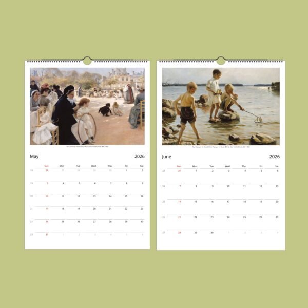 2026 calendar with May and June paintings.