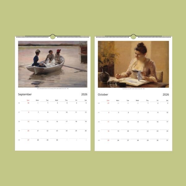 Art-themed 2026 wall calendar for September and October