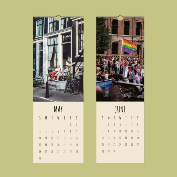May and June calendar pages with outdoor scenes.