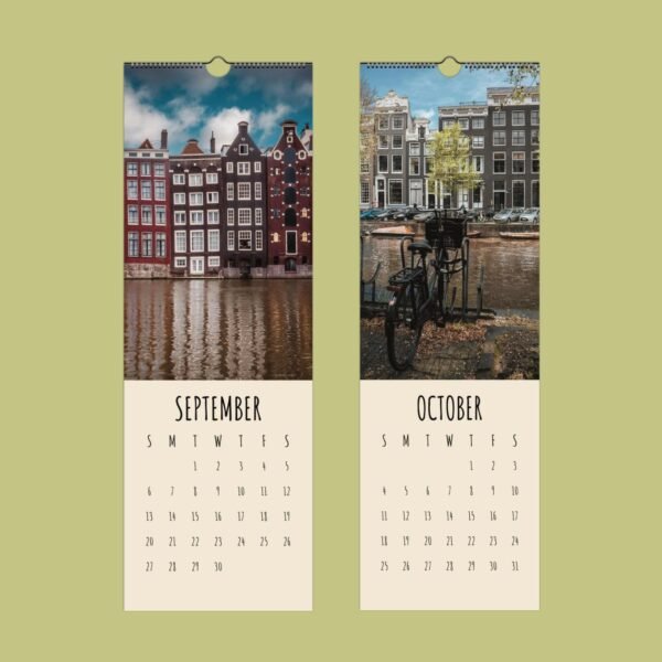 September and October calendar with canal houses.