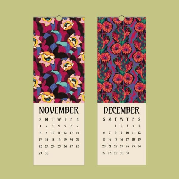 Colorful November and December calendar pages