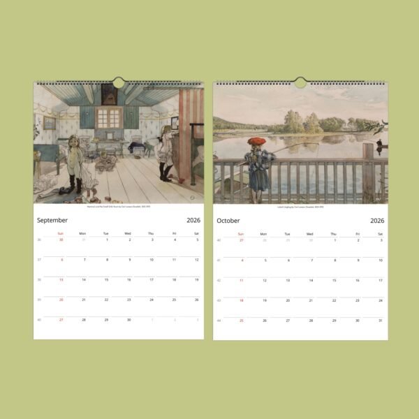 2026 September October calendar with artwork.