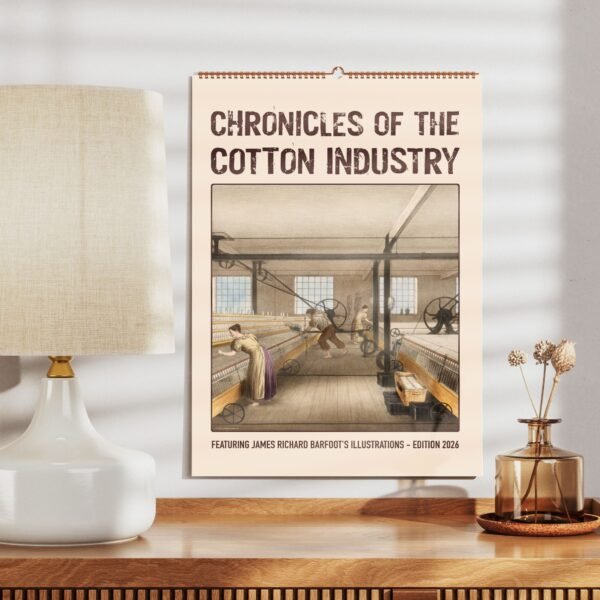 Cotton industry illustration on wall poster, vintage design.