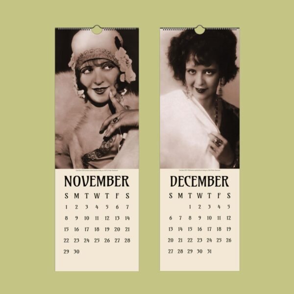 Vintage calendar with November and December portraits.
