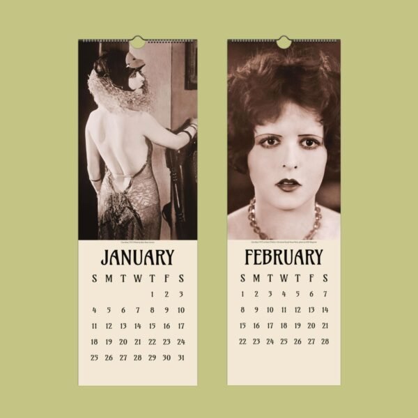 Vintage calendars featuring classic Hollywood actresses.