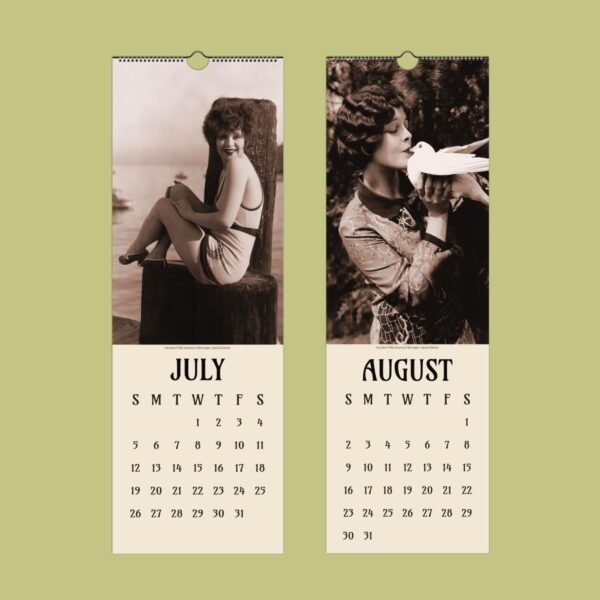 Vintage July and August calendar pages