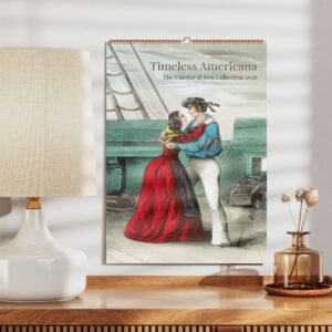 2026 Americana calendar with nautical couple illustration