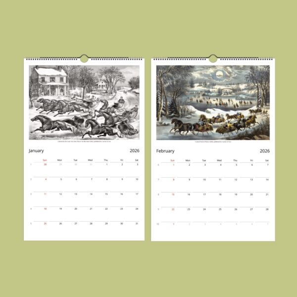 2026 calendar with January and February pages.