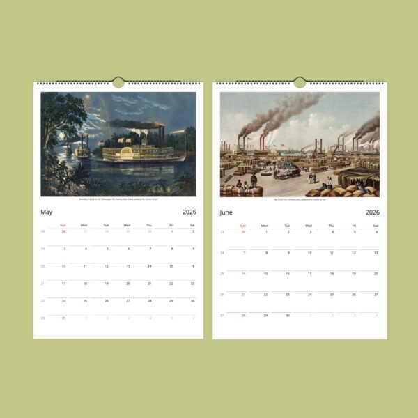 Historical calendar pages for May and June 2026.