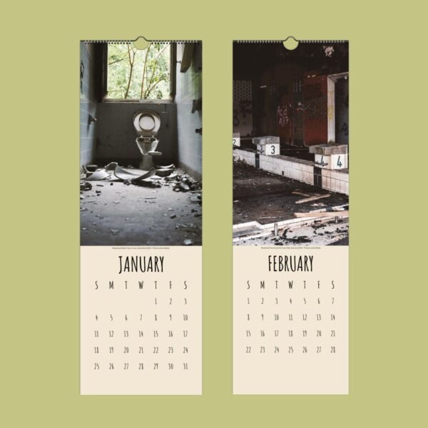 Abandoned places January February calendar pages