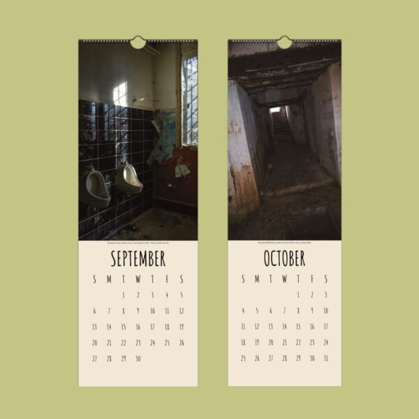 Abandoned building calendar for September and October.