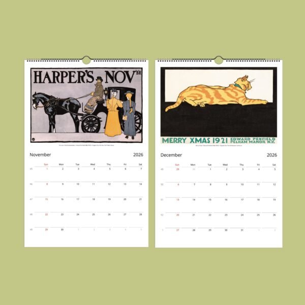 1921 vintage calendar poster for November, December 2026.