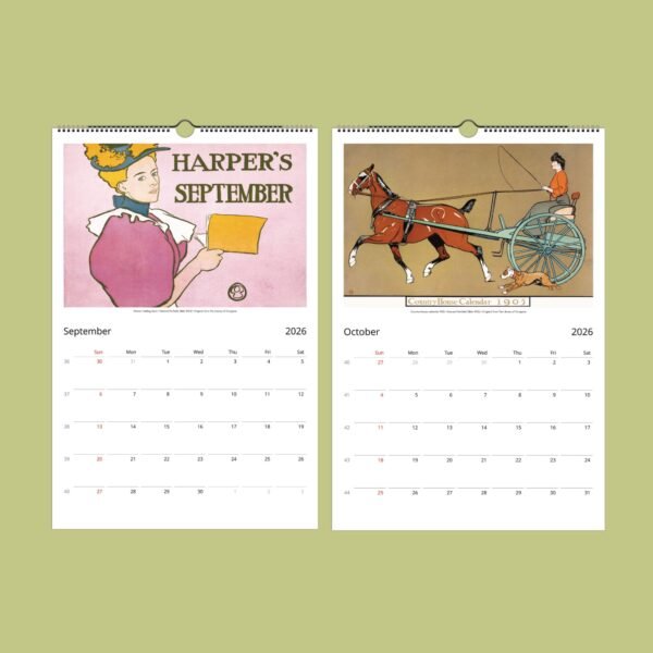 Vintage September and October 2026 calendar pages
