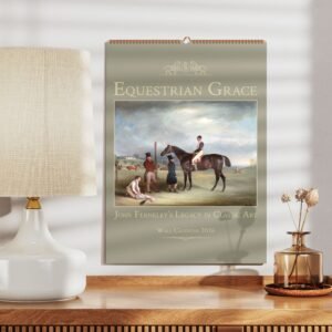 2026 equestrian art calendar hanging on wall.