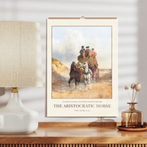 Victorian art calendar with horses on wall