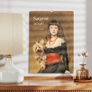 2026 Sargent calendar with elegant portrait and lamp.