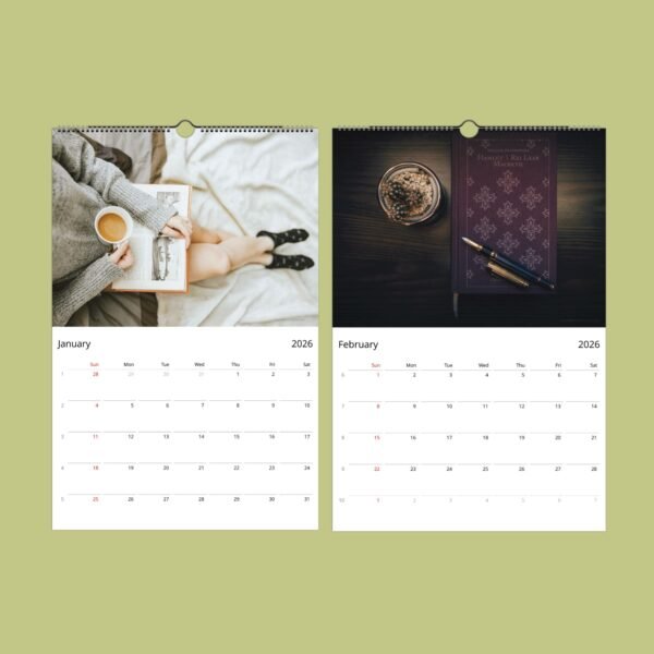 January and February 2026 calendar pages on wall.