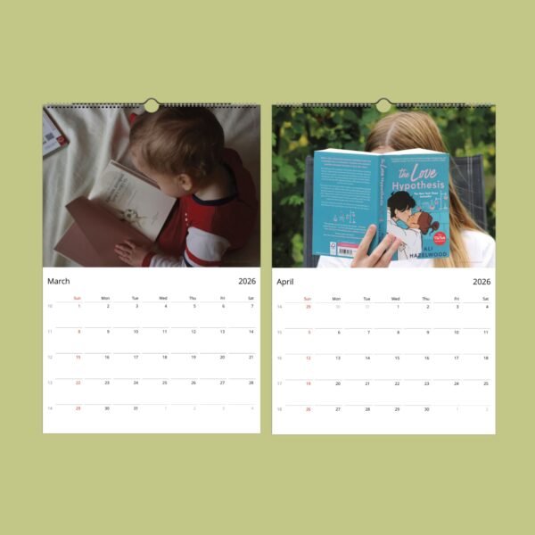 2026 calendar with children reading books