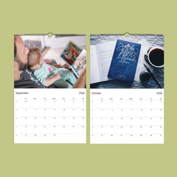 2026 calendar with September and October pages displayed.