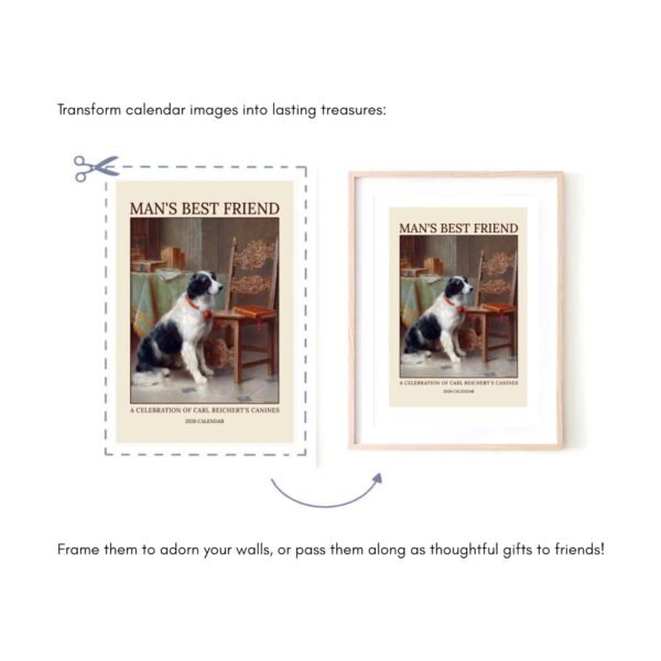 Dog calendar to framed art transformation.