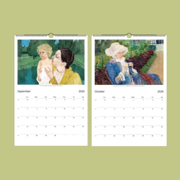 2026 calendar with art paintings for September, October.
