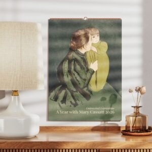 Mary Cassatt 2026 calendar on wooden table