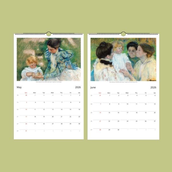 Artistic calendar pages for May and June 2026.