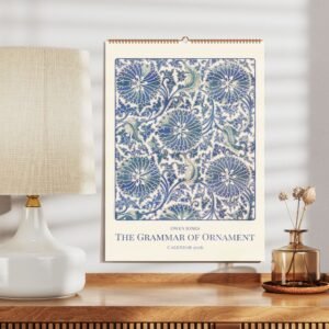 2026 calendar with blue floral patterns