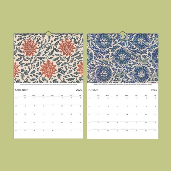 Floral-patterned September and October 2026 calendar pages.