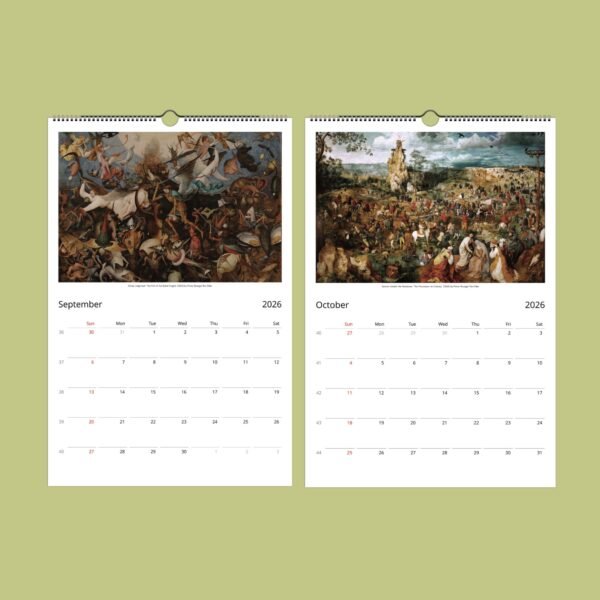 2026 calendar September October with art illustrations