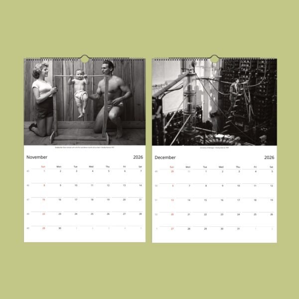 Vintage 2026 calendar showcases historical black and white photos.