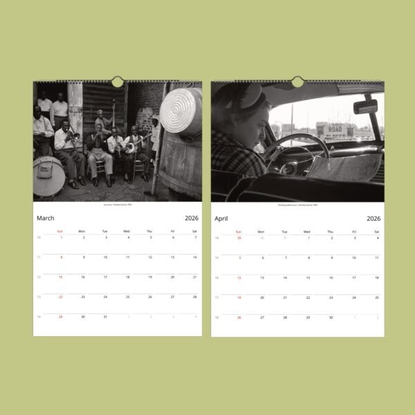 2026 wall calendar with black-and-white photos.