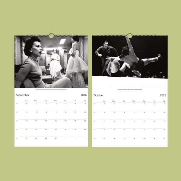 Calendar with vintage black-and-white photos.