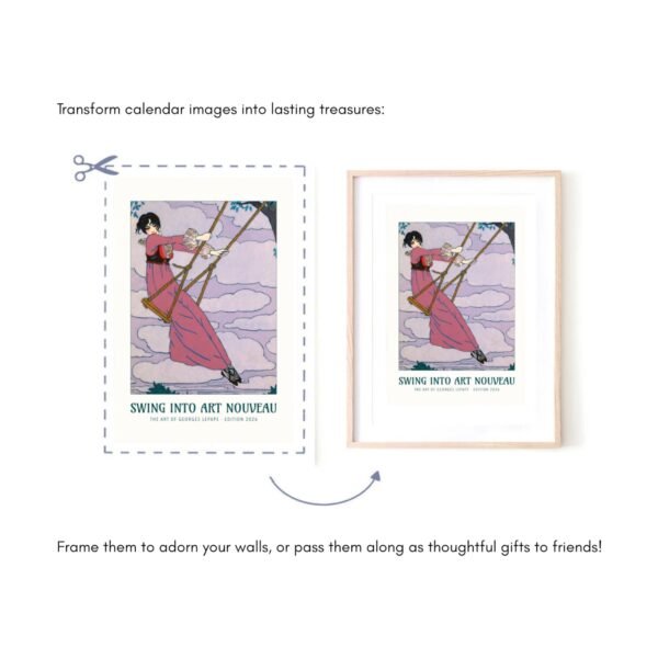 Art Nouveau poster, transform calendar page into framed art.