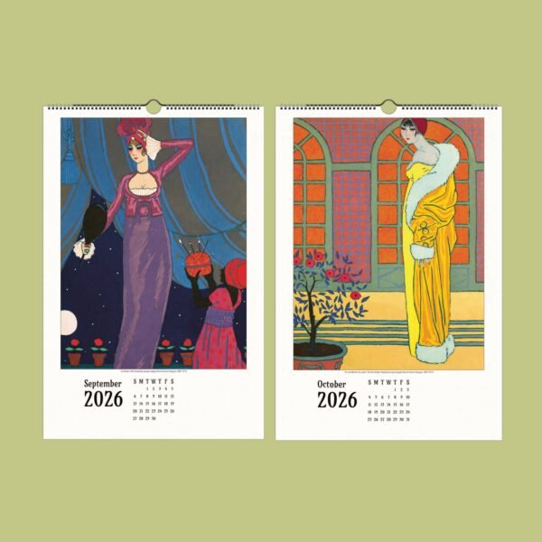 Art Nouveau calendar for September and October 2026