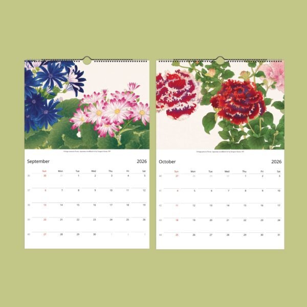 2026 floral calendar for September and October.