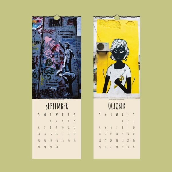 Graffiti art calendar for September and October.