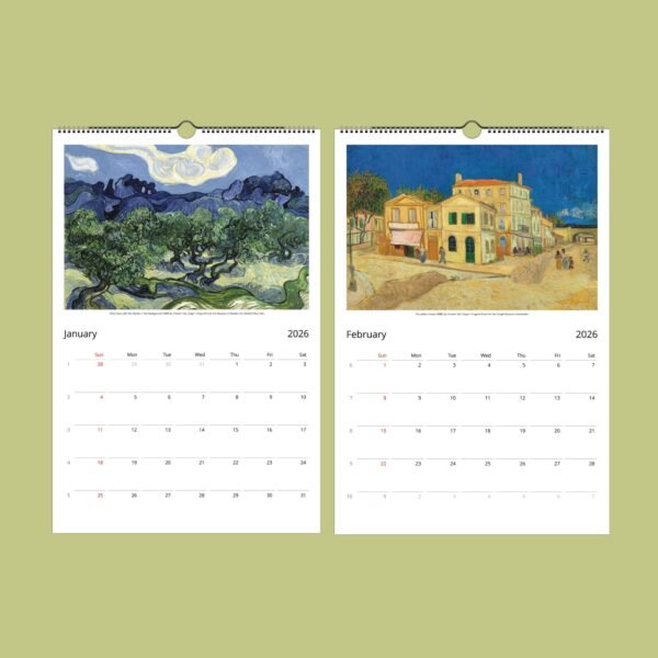 2026 calendar with Van Gogh art.