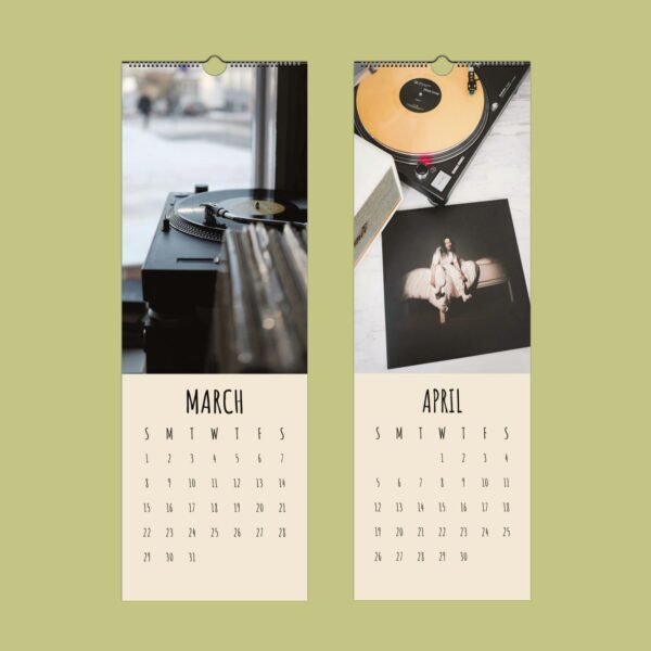 March and April vinyl record calendars