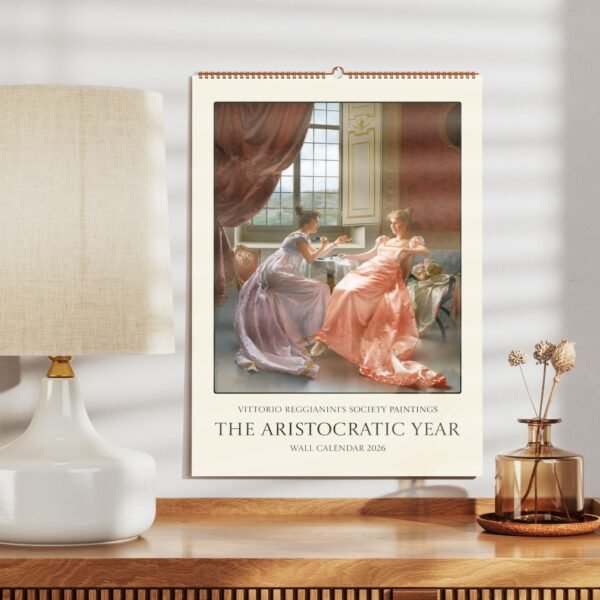 2026 aristocratic year wall calendar on shelf